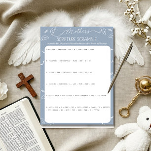 Heavenly Blue Mother's Scripture Scramble Game Invitation