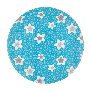 Heavenly blue polka dot retro with stars cutting board