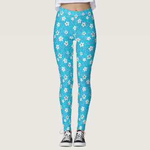 Heavenly blue polka dot retro with stars leggings