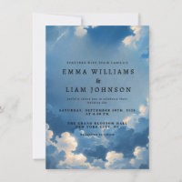 Heavenly Blue Sky Cloud Wedding Invitation