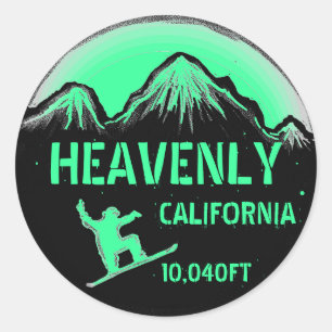 Heavenly California green snowboard art stickers