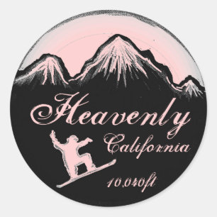 Heavenly California pink snowboard art stickers