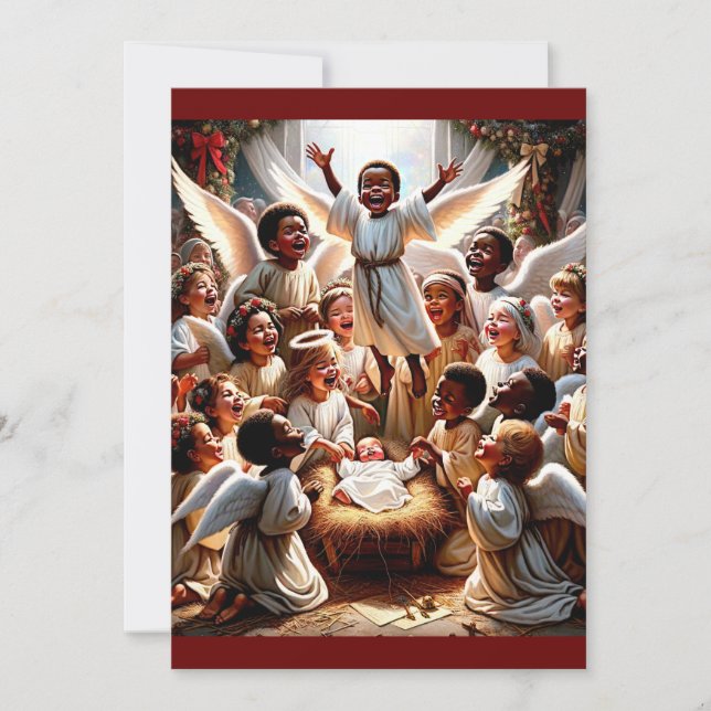 "Heavenly Celebration: A Manger Scene of Joy Holiday Card (Front)