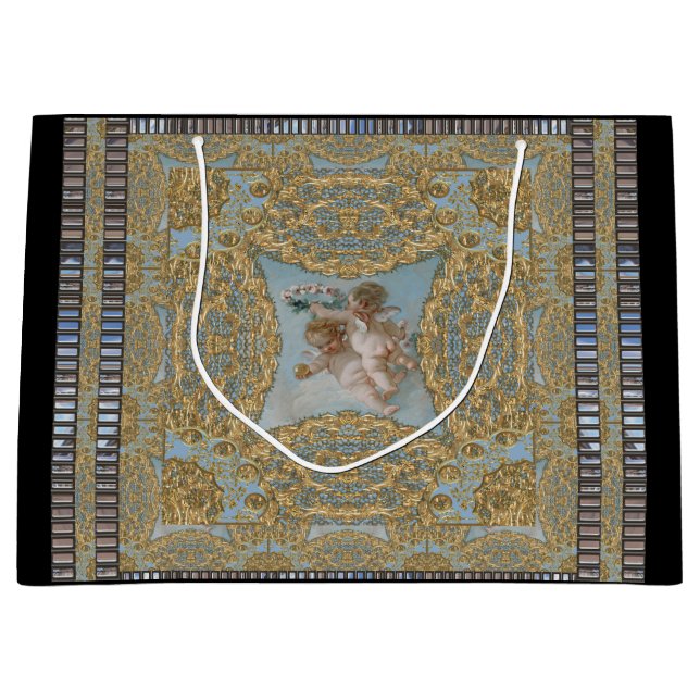 Heavenly Cherubs Christmas Holiday  Large Gift Bag (Front)