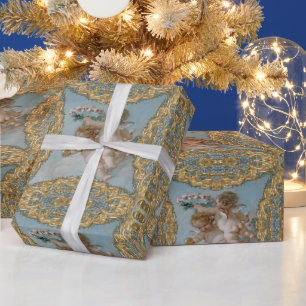 Heavenly Cherubs Christmas Holiday Wrapping Paper