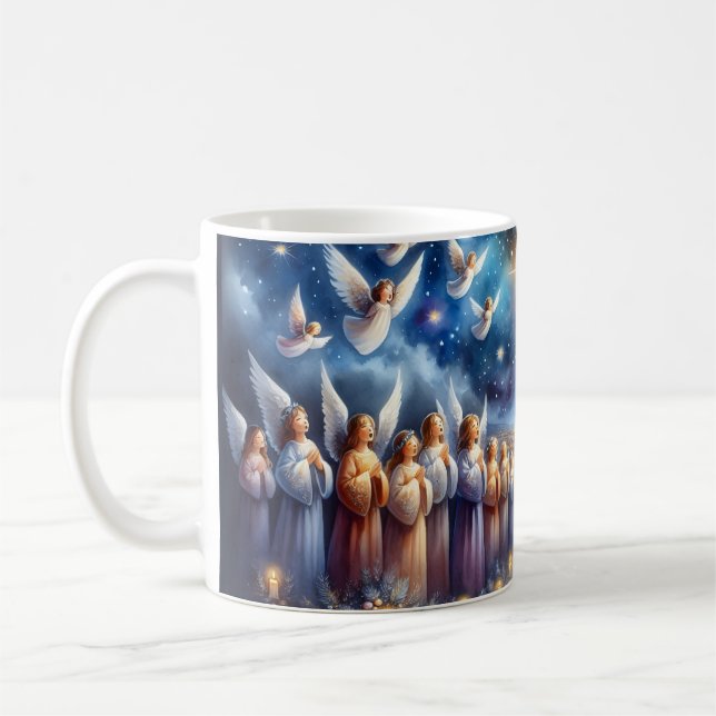 Heavenly Choir Under Star of Bethlehem Coffee Mug (Left)