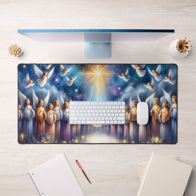 Heavenly Choir Under Star of Bethlehem Desk Mat (Office 1)