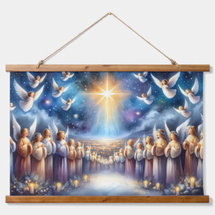 Heavenly Choir Under Star of Bethlehem Hanging Tapestry