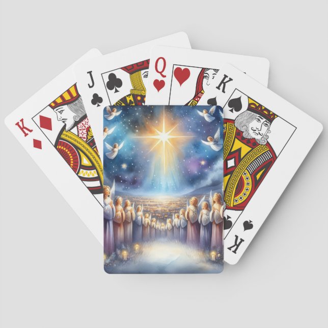 Heavenly Choir Under Star of Bethlehem Playing Cards (Back)