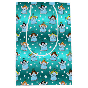 Heavenly Christmas Angels Pattern Medium Gift Bag