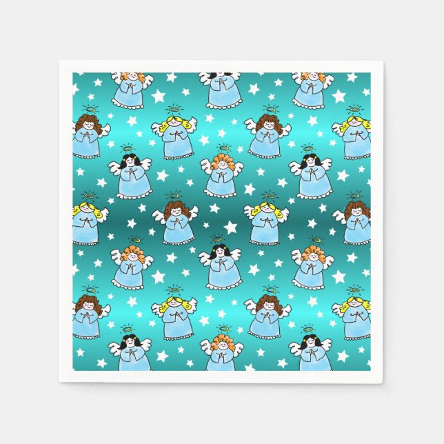 Heavenly Christmas Angels Pattern Napkin (Front)