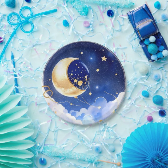Heavenly Constellations Boy Baby Shower Paper Plate (Party)