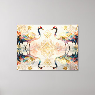 Heavenly Cranes in Harmony - Watercolors Canvas Print