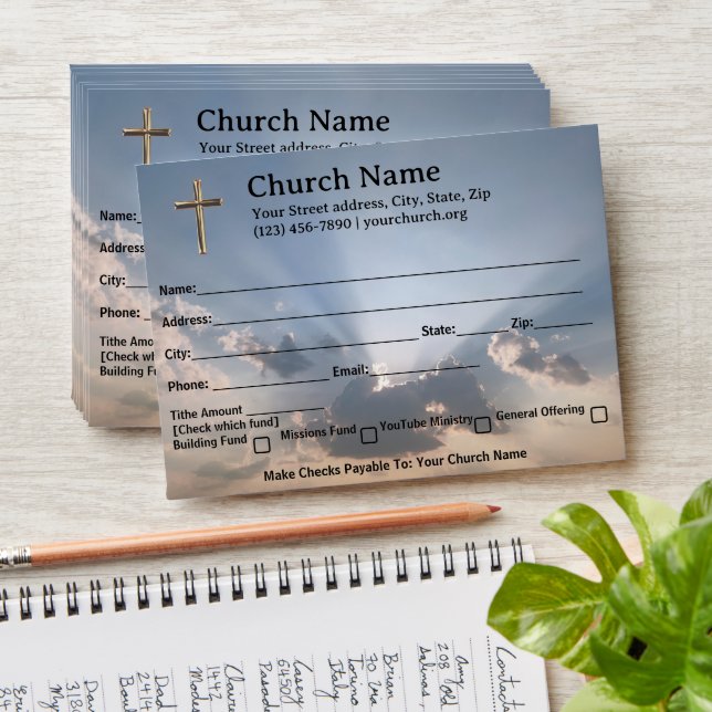 Heavenly Cross Church Tithe Offering Template Envelope (Stacked)