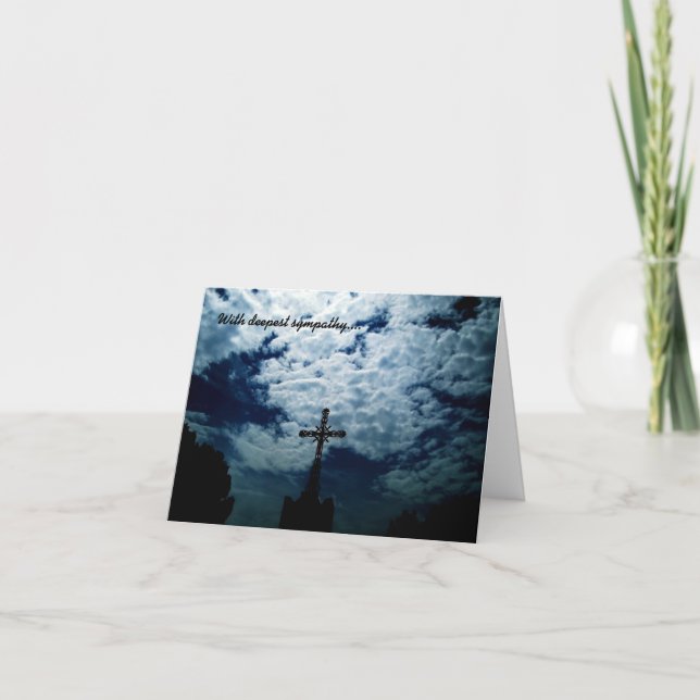 Heavenly cross sympathy card customizable text (Front)