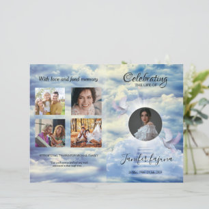 Heavenly Dove Funeral Program Template