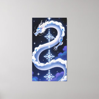 Heavenly Dragon soars through the starry sky Canvas Print
