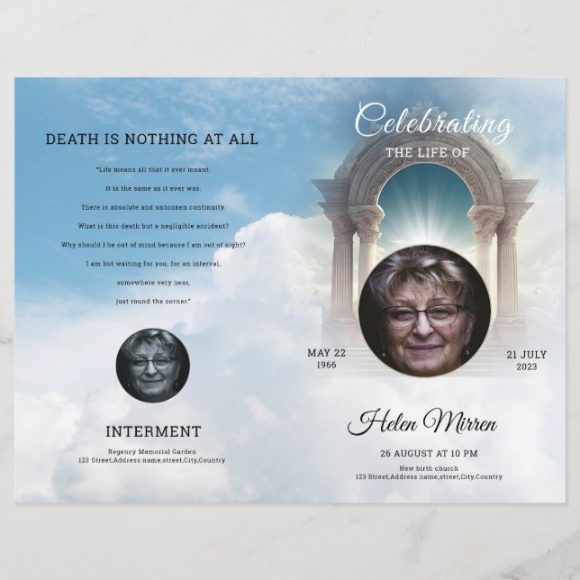 Heavenly Funeral Program Template (Front)