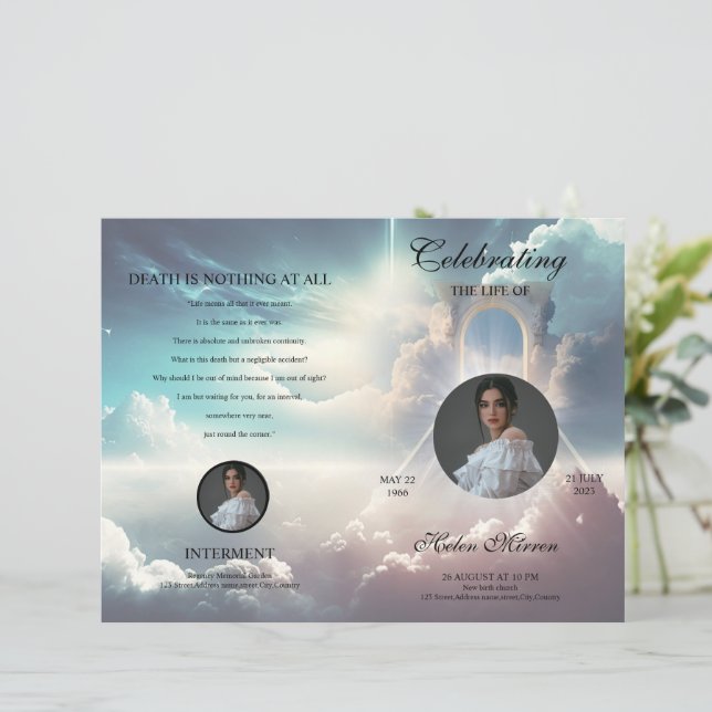 Heavenly Funeral Program Template (Standing Front)