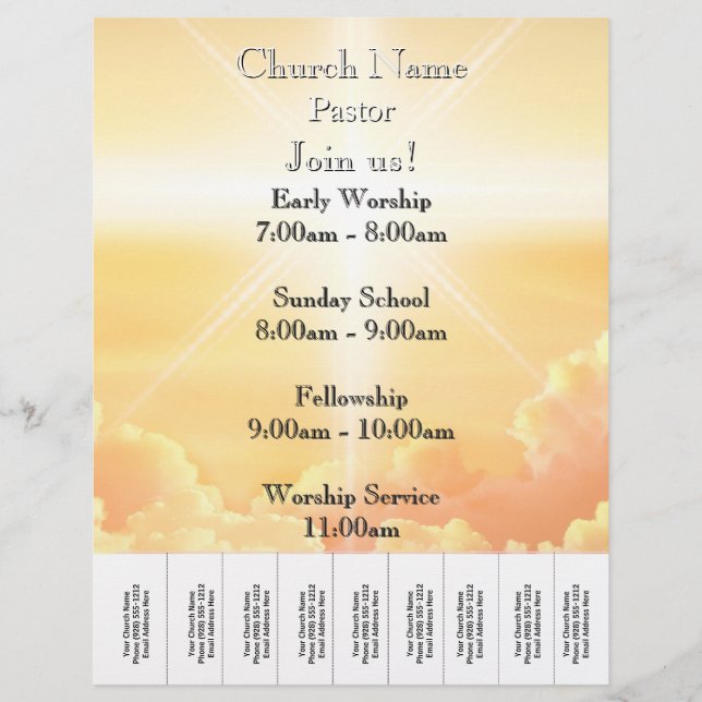 Heavenly Gold Clouds Church Services Flyer (Front)
