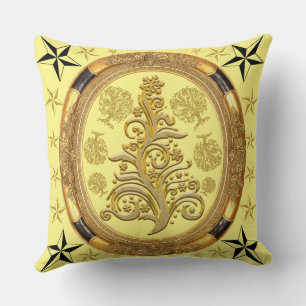 Heavenly Golden Santa Claus Merry Christmas Throw Pillow