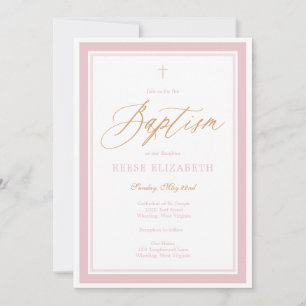 Heavenly Grace Baptism Invitation (Pink)