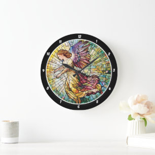 Heavenly Grace Time Stained Glass Angel Wall Large Clock