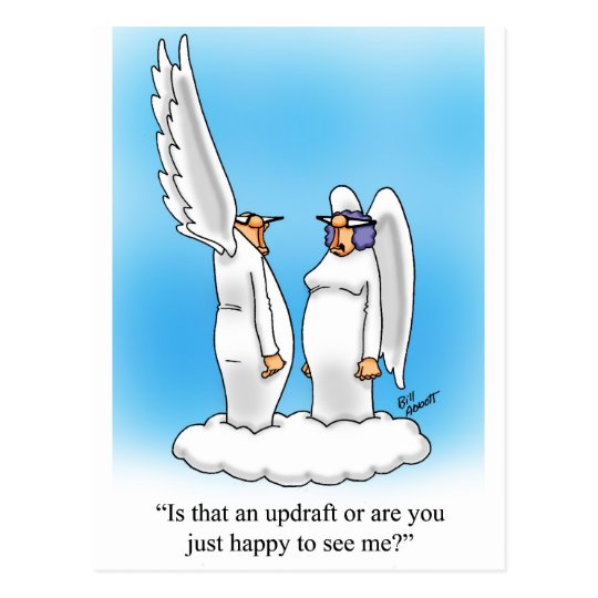 Heavenly Humour Angel Cartoon Gift! Postcard Zazzle.ca
