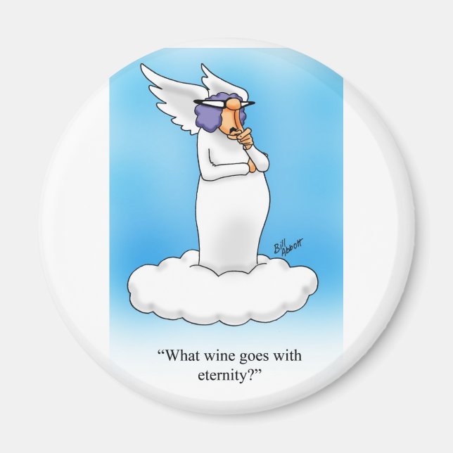 Heavenly Humour Angel Wine Cartoon Gift! Magnet (Front)
