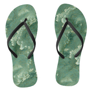 Heavenly Jade Chiyogami Pattern Flower  Flip Flops