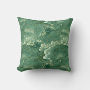 Heavenly Jade Chiyogami Throw Pillow
