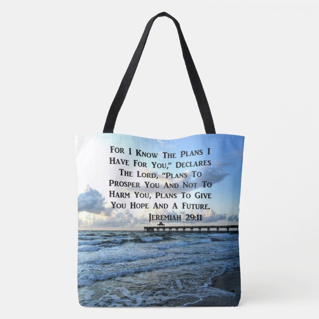HEAVENLY JEREMIAH 29:11 SCRIPTURE DESIGN TOTE BAG (Back)