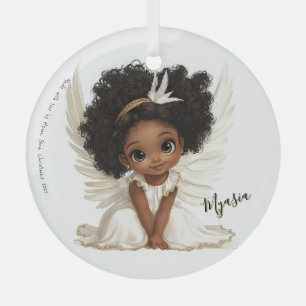 Heavenly Light: Angelic Child in Golden Grace Glass Ornament