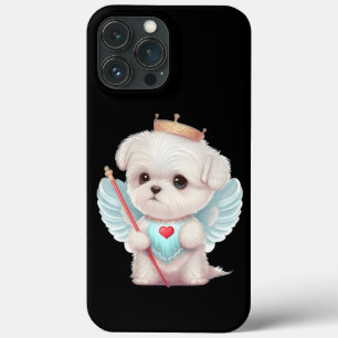 Heavenly Love: Cute Angel Maltese Dog Puppy iPhone 13 Pro Max Case