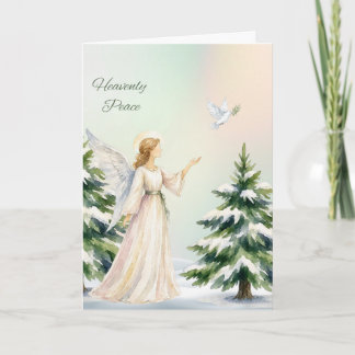 Heavenly Peace Angel and Dove Christmas Card