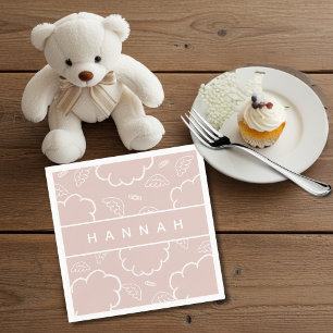 Heavenly Personalized Angel Halo Cloud Pink Napkin