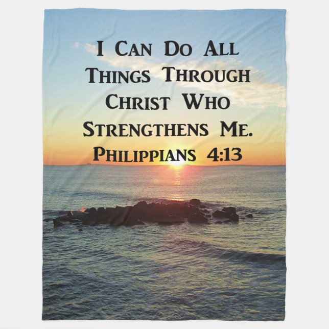 HEAVENLY PHILIPPIANS 4:13 BIBLE VERSE FLEECE BLANKET (Front)