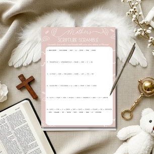 Heavenly Pink Mother's Scripture Scramble Game Invitation