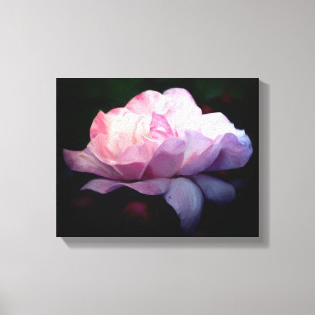 Heavenly Pink Rose Flower Art Painting Canvas Print (Front)