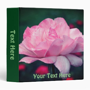 Heavenly Pink Rose Flower Personalized Binder