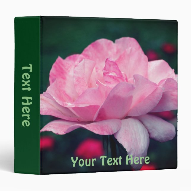 Heavenly Pink Rose Flower Personalized Binder (Front/Spine)