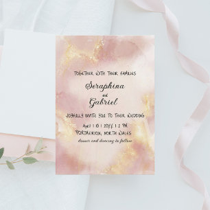 Heavenly Pink Watercolor Wedding Invitation
