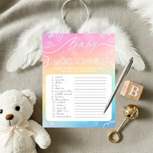 Heavenly Rainbow Baby Word Scramble Game Invitation