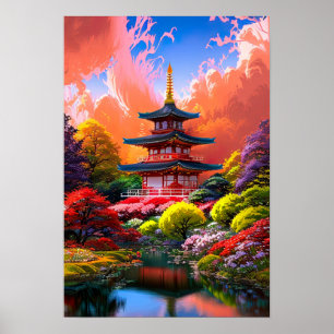 Heavenly Retreat, Japanese Pagoda Poster
