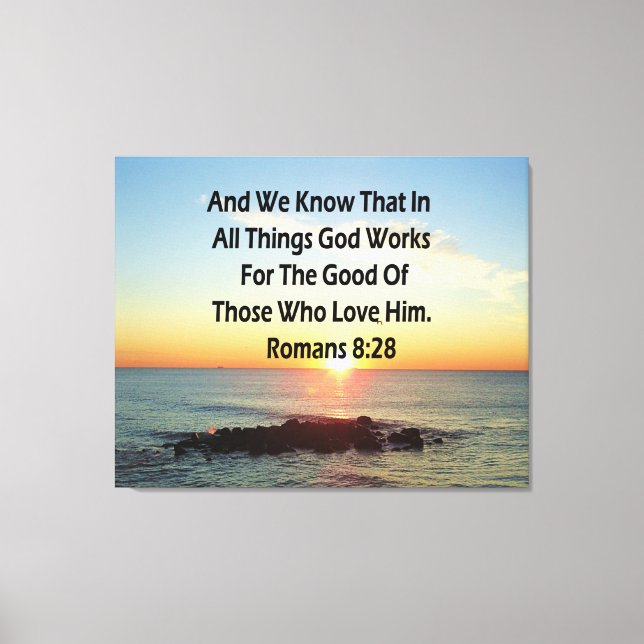 HEAVENLY ROMANS 8:28 BIBLE VERSE CANVAS PRINT (Front)