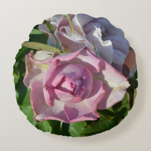 Heavenly Rose Abstract Round Pillow