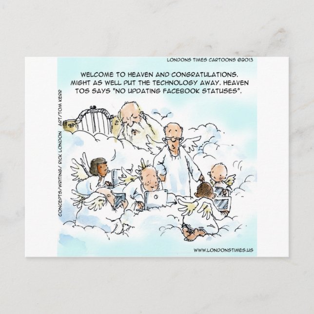 Heavenly Social Media Funny Postcard (Front)