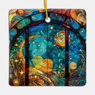 Heavenly Stained Glass Artwork Christmas Ornament