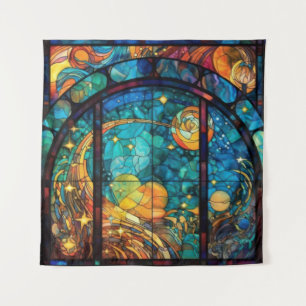 Heavenly Stained Glass Artwork Tapestry