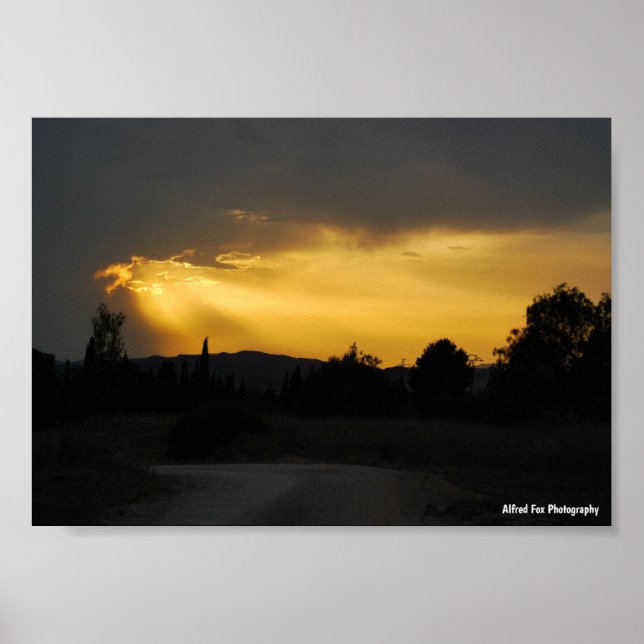 Heavenly Sun Rays in Sky Landscape Poster (Front)